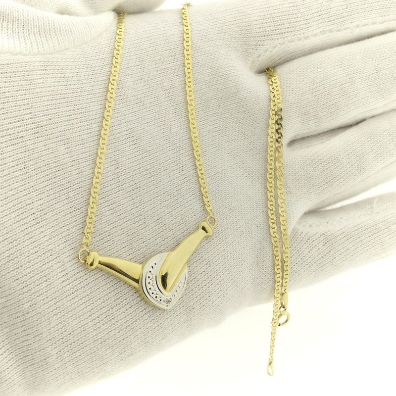 Image 9 of Two-tone necklace with a fixed pendant and a 0.005 ct. diamond | 46 cm