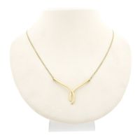 Gold flat cardano link chain with fixed pendant