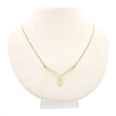 Gold flat cardano link chain with fixed pendant Image 1 of Gold flat cardano link chain with fixed pendant