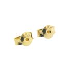 Image 5 of Bicolor gold stud earrings with diamond | 0.01 ct.