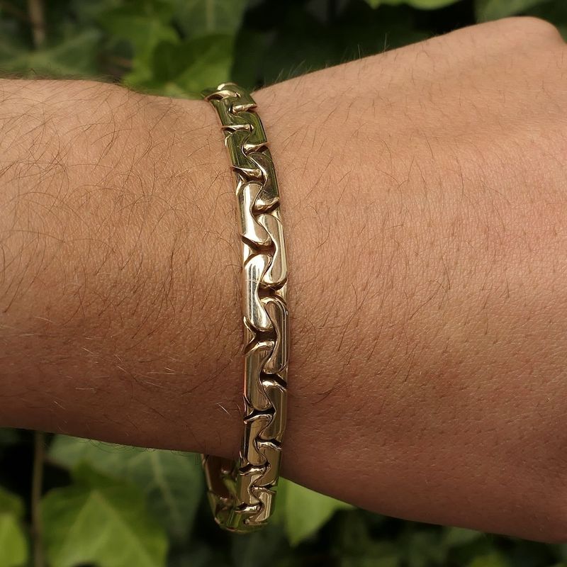 Image 10 of Gold flat Cardano link bracelet | 23 cm