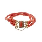Image 5 of Red coral bead bracelet with gold clasp; Antique | 18 cm