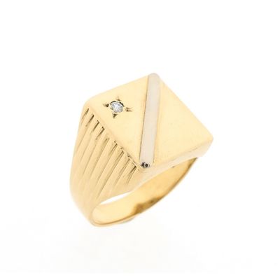 Vintage gold signet ring with diamond 0.05 ct. Image 1 of Vintage gold signet ring with diamond 0.05 ct.