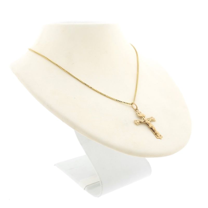 Image 7 of Gold pendant of cross with corpus | INRI