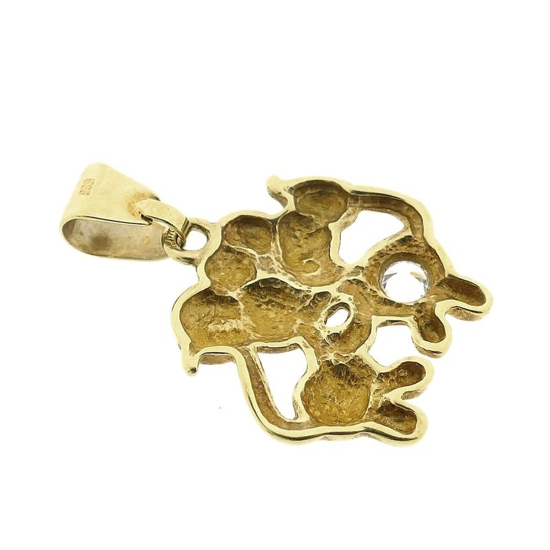 Image 6 of Gold pendant of two mice with zirconia