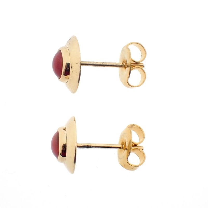 Image 3 of Vintage gold stud earrings with red coral