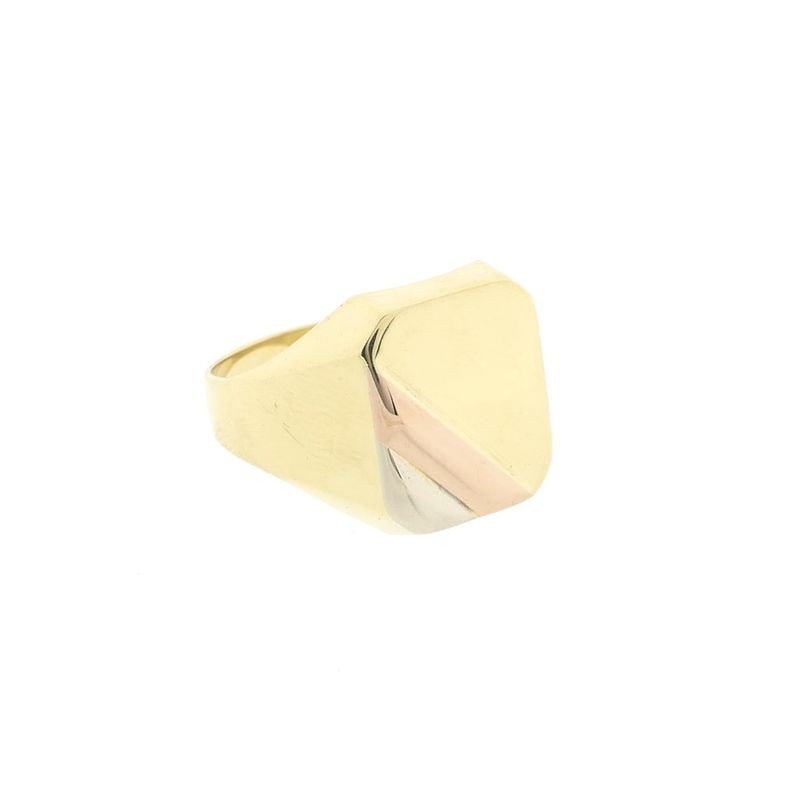 Image 4 of Tricolor gold signet ring; Carnation