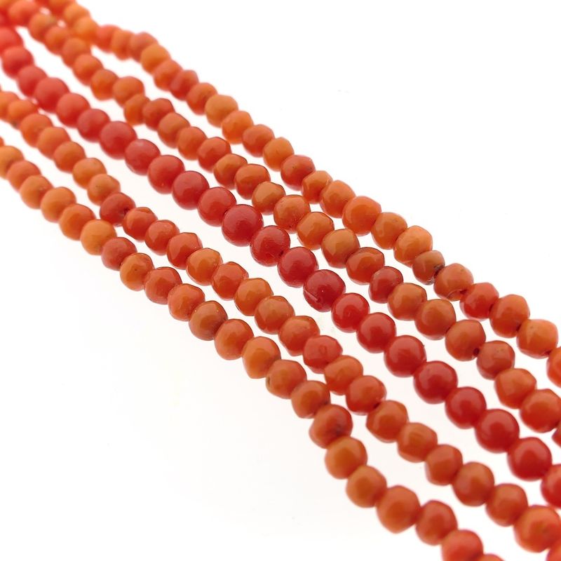 Image 7 of Antique necklace with blood coral and gold cap bell.