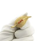 Image 2 of 18 ct. Gold feather brooch with red coral | Vintage
