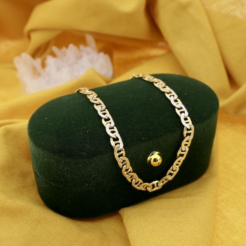 Image 2 of Two-tone gold navy link necklace; Men's | 51.5cm