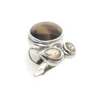 Image 1 of Silver ring with tiger's eye and citrine