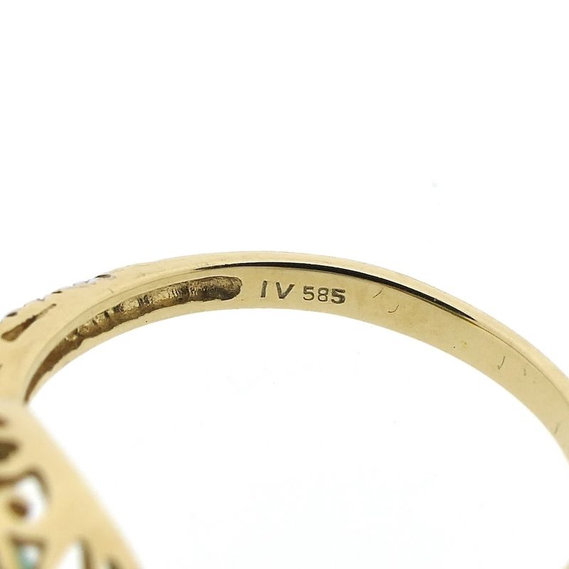 Image 6 of Gold ring with emerald and diamond | 0.16 ct.