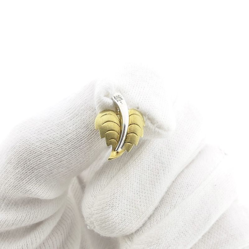 Image 6 of Two-tone gold pendant of a leaf with diamond | 0.02 ct.