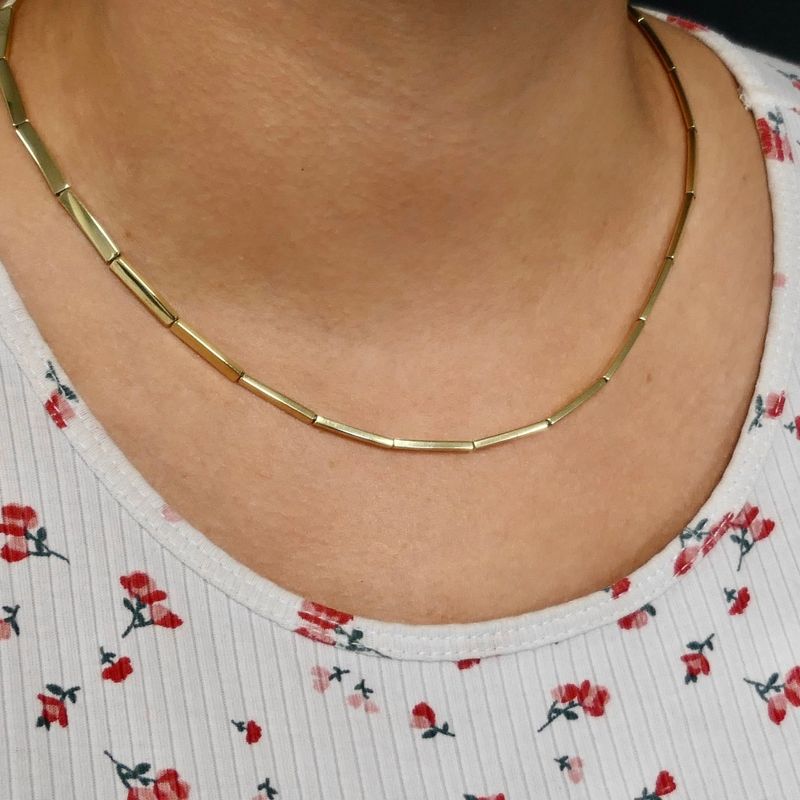 Image 11 of Golden Bar Link Necklace | 45 cm