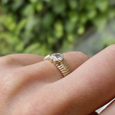 Image 2 of Silver ring with zirconia; Gold plated