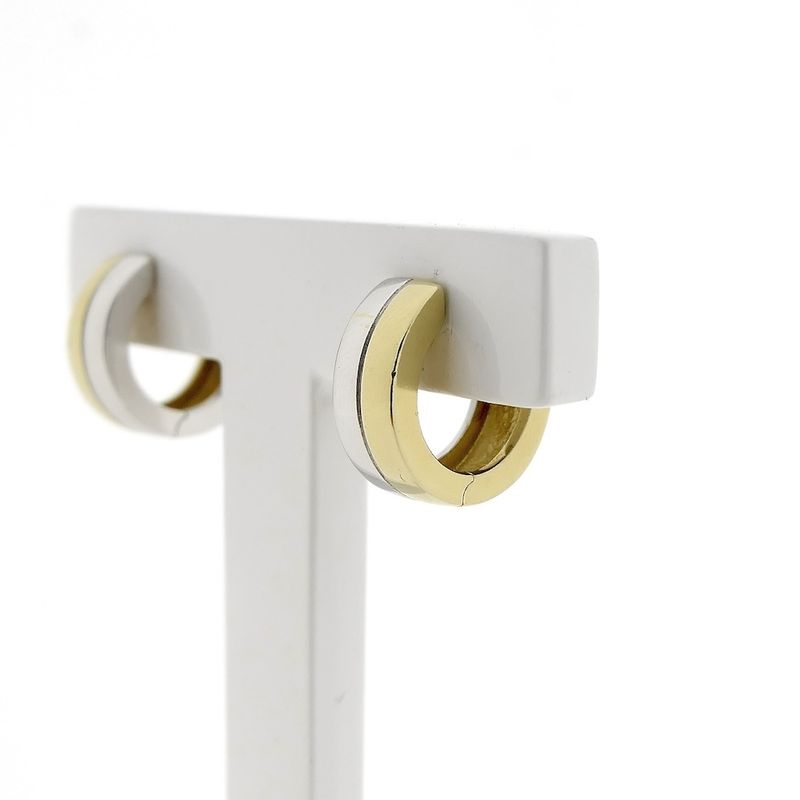 Image 6 of Two-tone gold earrings; Ø 14.5 mm