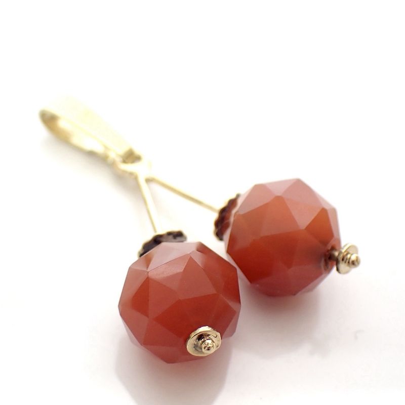 Image 2 of Gold 'Cherry' pendant with carnelian