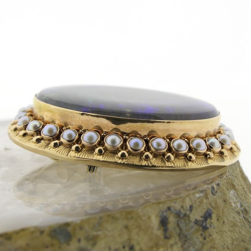 Image 6 of Victorian Gold Brooch/Pendant with Honduras Opal and Pearls