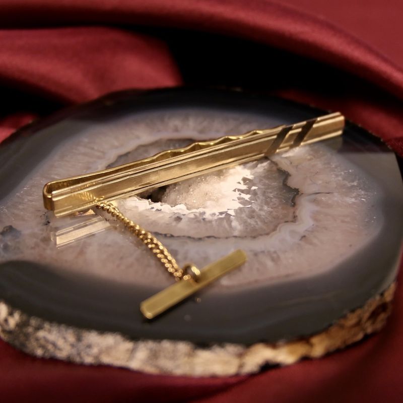 Image 7 of Gold tie slide with chain