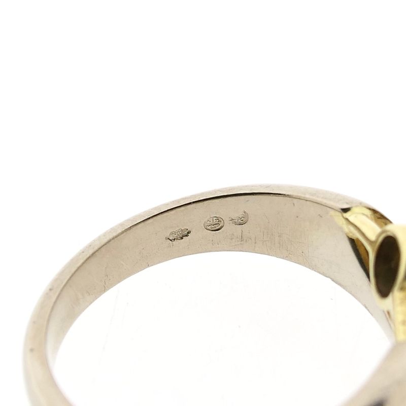Image 6 of Bicolor Gold Solitaire Ring with Diamond; 14K; Size 17.5