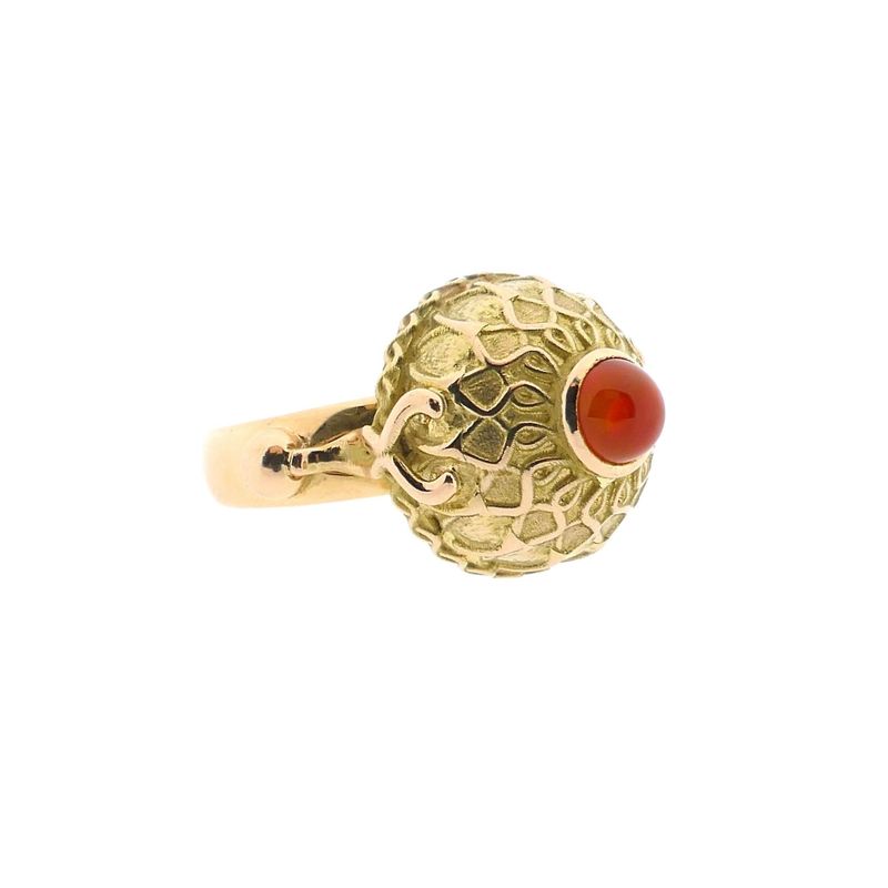 Image 4 of Vintage two-tone gold ring with carnelian