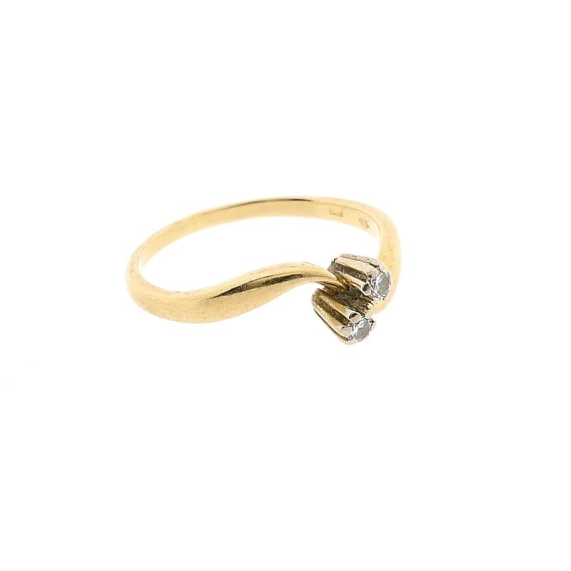 Image 4 of Gold toi et moi ring with diamonds; 0.03 ct.