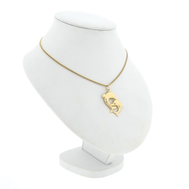 Image 6 of Gold pendant of two dolphins