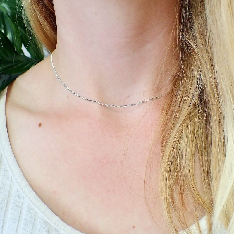 Image 3 of White gold gourmet link necklace | 37-40 cm