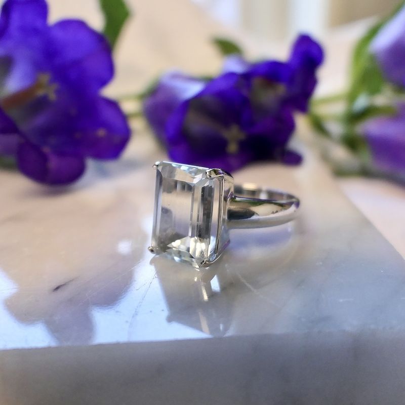 Image 7 of White gold ring with aquamarine