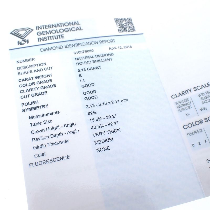 Image 4 of 0.13 ct. Brilliant cut diamond E/I1 + IGI Certificate - Natural diamond