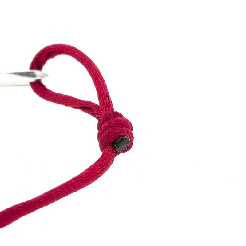Image 5 of Forever Knots® Handmade Bordeaux Satin Bracelet with Silver Link