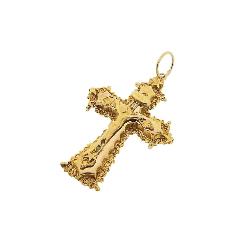 Image 6 of Gold antique pendant of a cross with corpus | INRI
