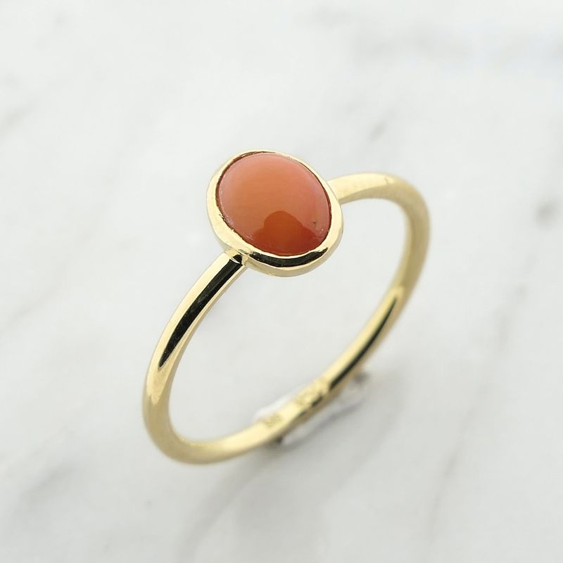 Image 1 of Gold ring with blood coral