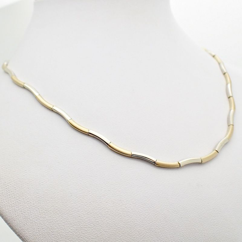 Image 1 of Two-tone gold bar necklace