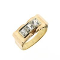 Two-tone gold ring with zirconia.