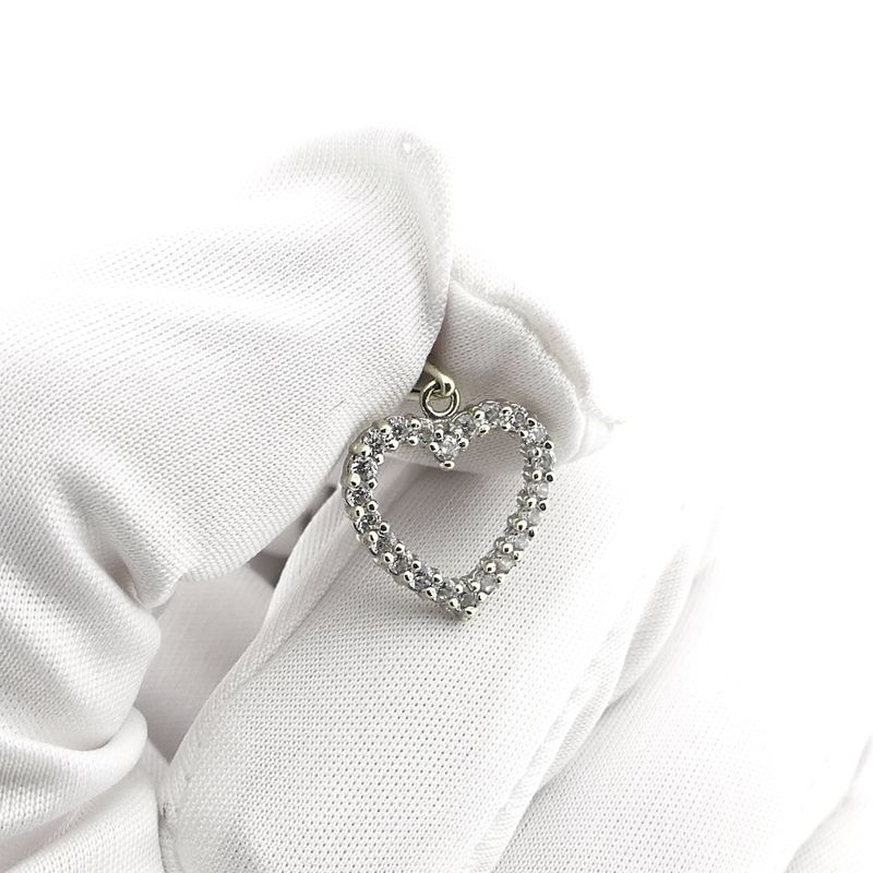 Image 7 of White gold heart pendant with zirconia