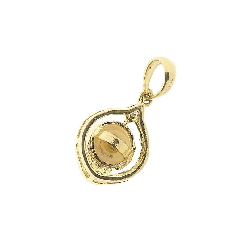 Image 3 of Gold pendant with pearl and diamonds; 0.03 ct.