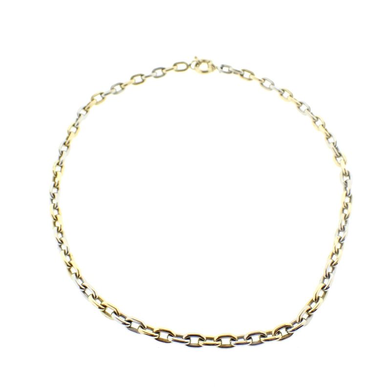 Image 7 of Two-tone gold anchor link necklace
