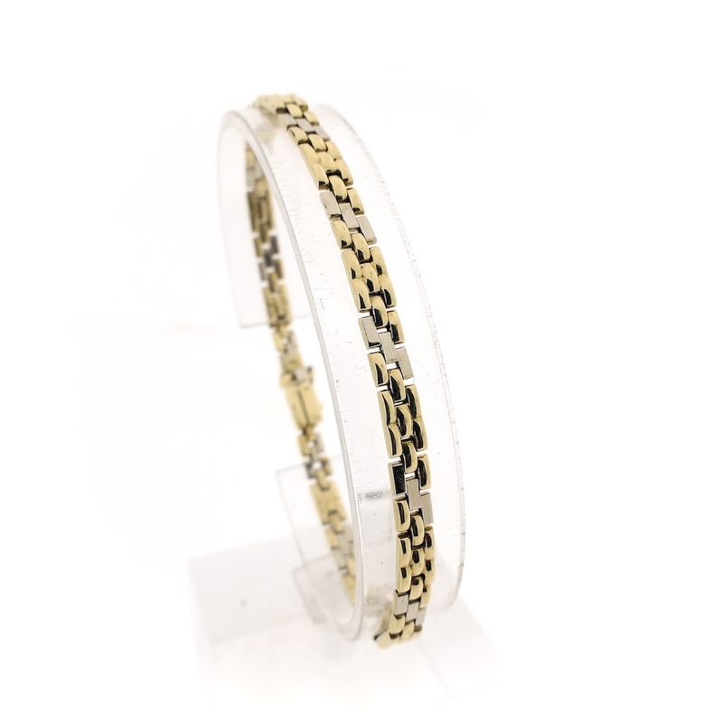 Image 1 of Two-tone gold panther link bracelet | 19 cm