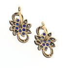 Image 5 of Gold/silver earrings with sapphire and diamond; Approx. 0.51 ct.
