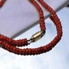 Image 10 of Blood coral bead necklace with gold clasp; Antique | 67 cm