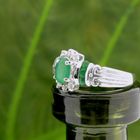 Image 2 of 10 carat ring with emerald and diamonds; 0.03 ct.