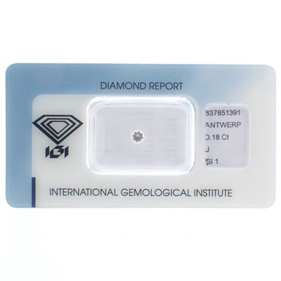 Image 1 of 0.18 ct. Brilliant cut diamond J/ SI1 + IGI Certificate - Natural diamond