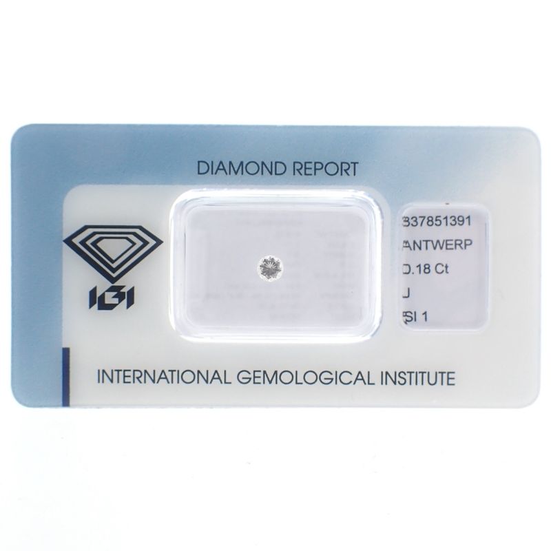 Image 1 of 0.18 ct. Brilliant cut diamond J/ SI1 + IGI Certificate - Natural diamond