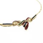 Image 9 of 18K gold necklace with sapphire, emerald, ruby, and diamonds (0.055 ct.) | 42 cm