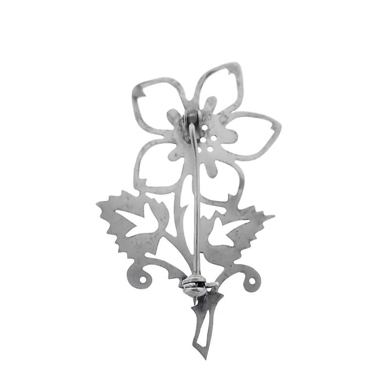 Image 7 of Silver brooch of a flower
