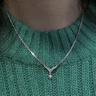 Image 10 of White gold necklace with a fixed pendant and a 0.085 ct. diamond | 43.5 cm