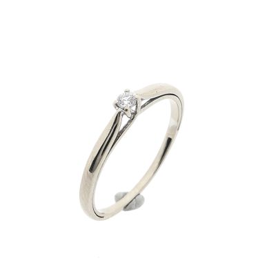 Image 1 of White Gold Engagement Ring with 0.07 ct Diamond; 14K; Size 18.5