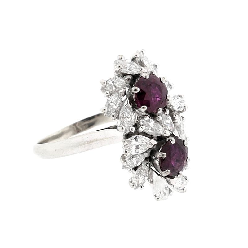 Image 5 of Exclusive white gold cocktail ring with ruby and diamond 0.72 ct.