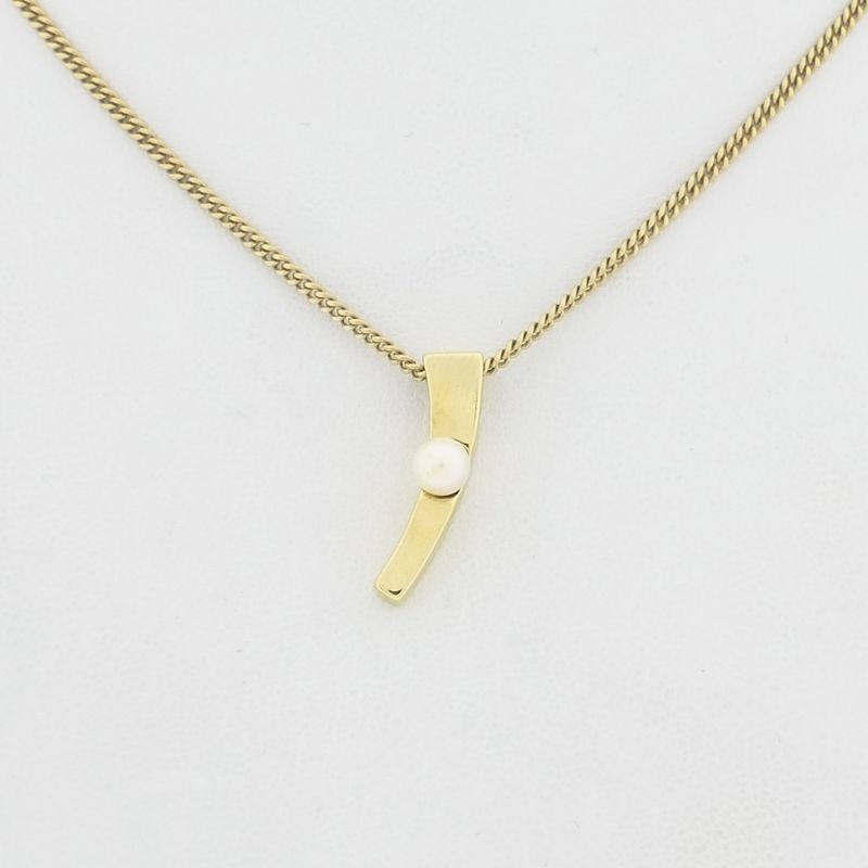 Image 8 of Gold abstract pendant with pearl